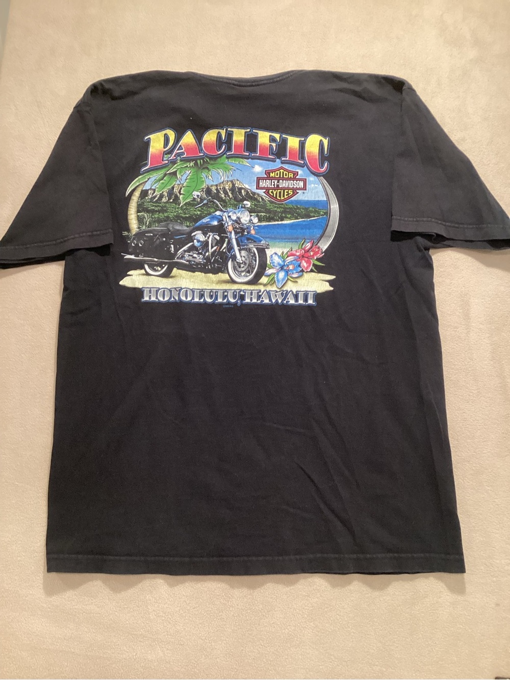 Harley-Davidson Black Honolulu Pacific Motorcycle Graphic Tee